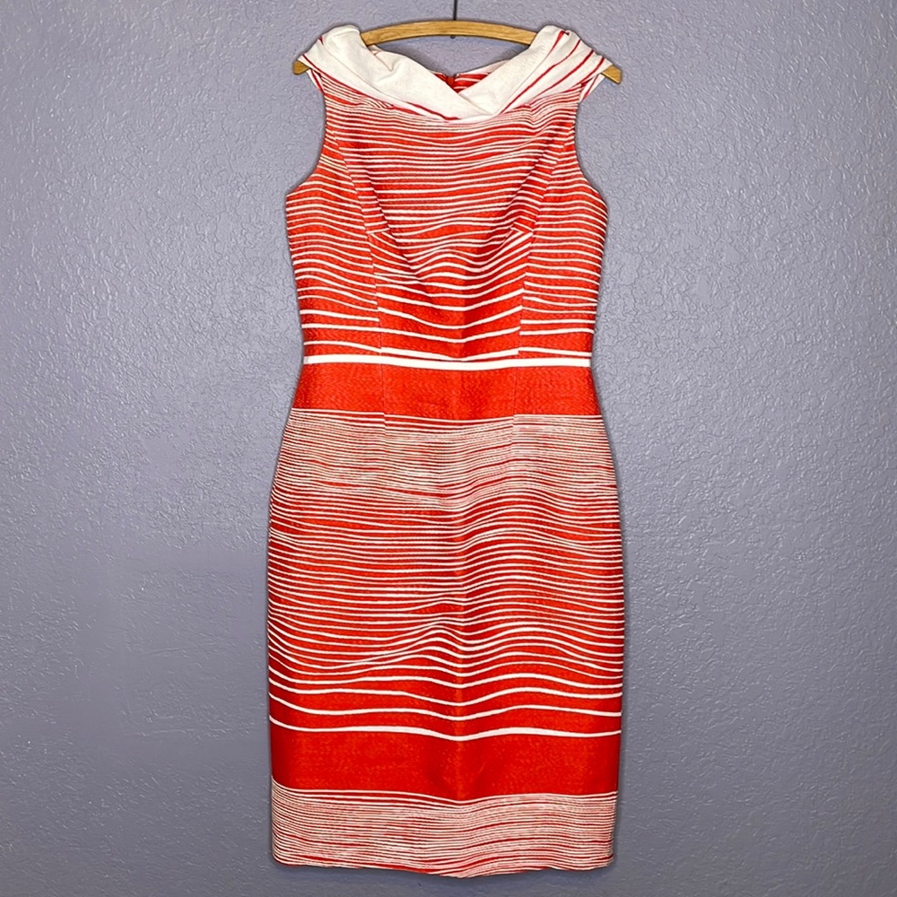 Carolina Herrera Red Striped Sheath Dress